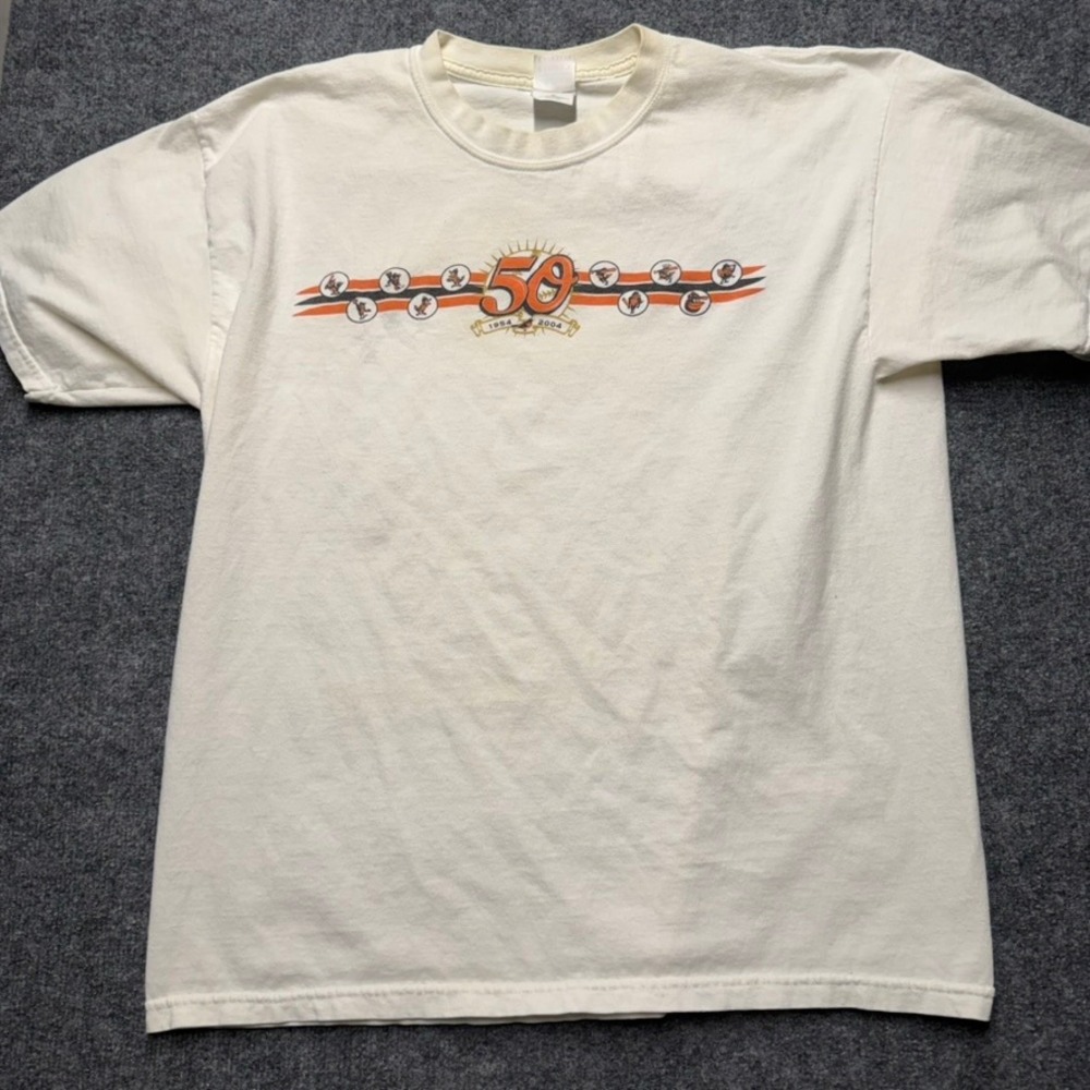 Vintage Baltimore Orioles 50th Anniversary T-Shirt XL White 1954-2004 MLB Gildan